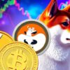 Collage of XRP, Shiba Inu, and Bitcoin coins.